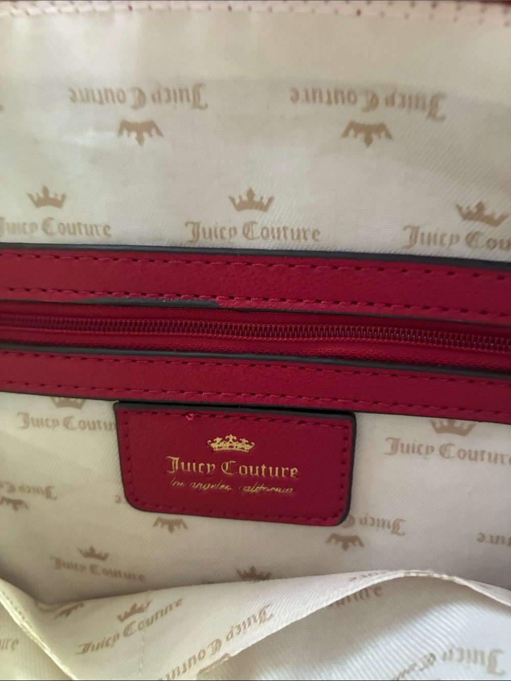 Juicy Couture Quilted Red Shoulder Bag with Gold Chain Strap . Chain is not orig - Picture 2 of 3